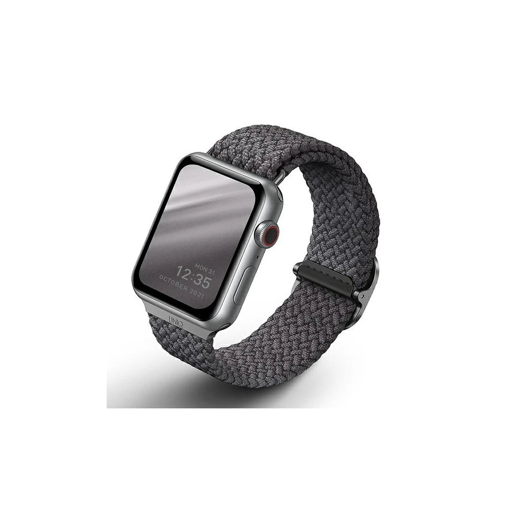 UNIQ Aspen Strap Apple Watch 44/42/45mm Series 1/2/3/4/5/6/7/8/SE/SE2/SE3 készülékhez szíj Braided gránit szürke - Apple Watch Fém Szíjak a Domshop kínálatából