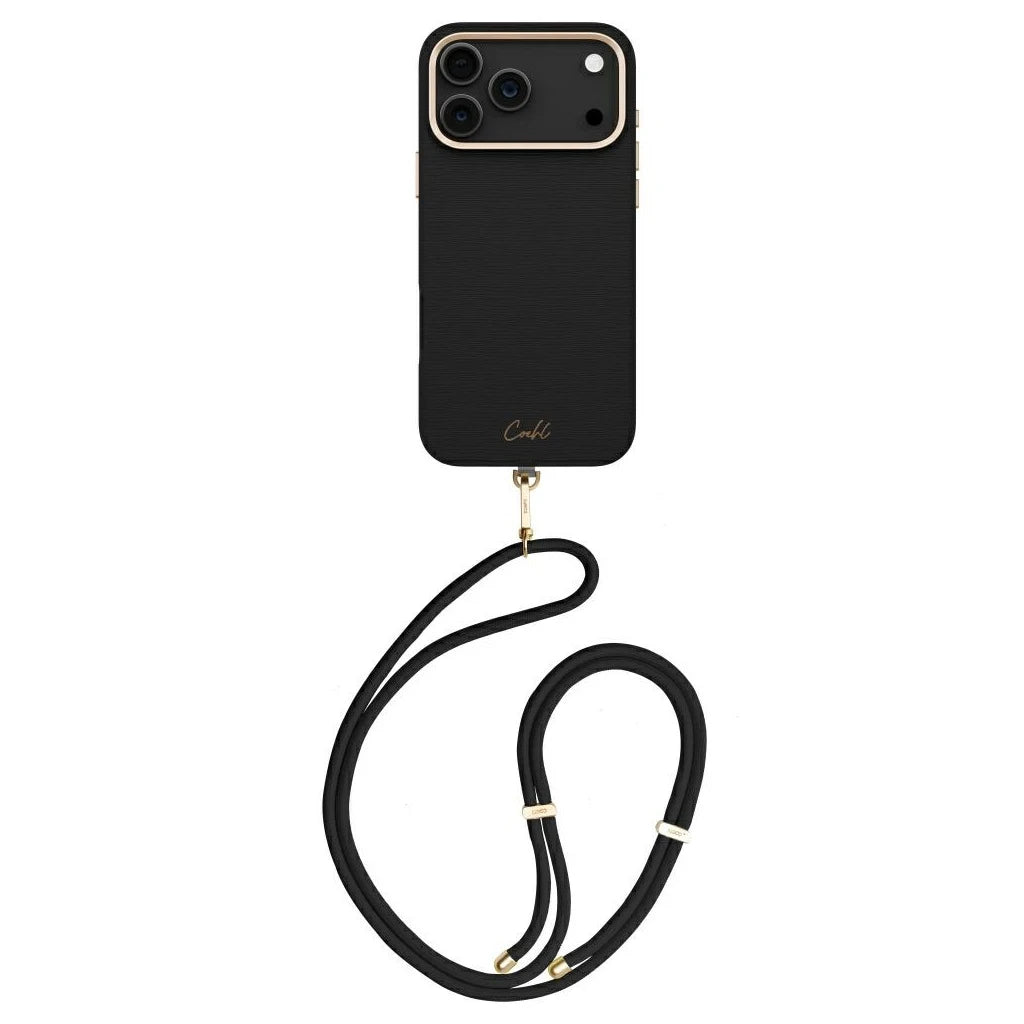 UNIQ Coehl Mirelle Magnetic Charging crossbody tok Apple Iphone 17 Pro Max készülékhez - ebony - iPhone 17 Pro Max tok a Domshop kínálatából