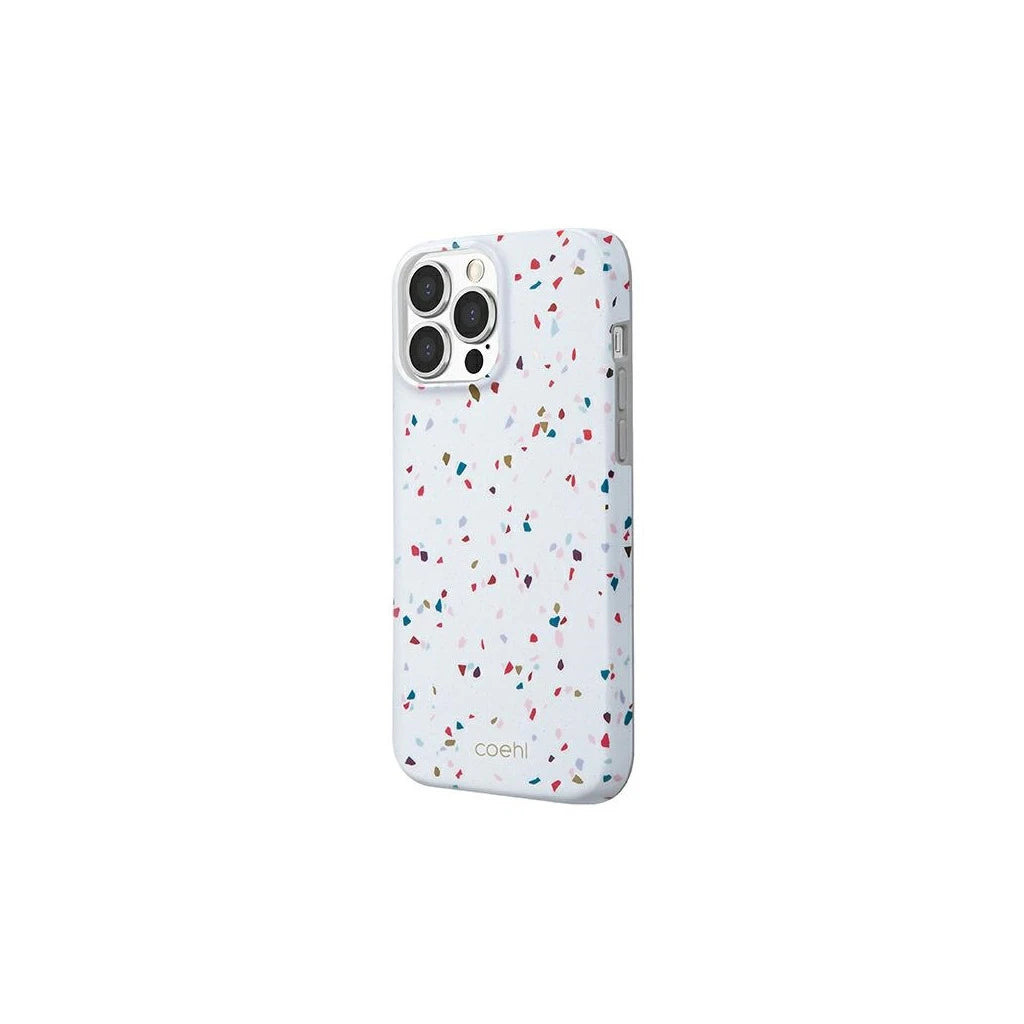 UNIQ Coehl Terrazzo tok iPhone 13 Pro Max 6,7" készülékhez natúr fehér - iPhone 13 Pro Max tok a Domshop kínálatából