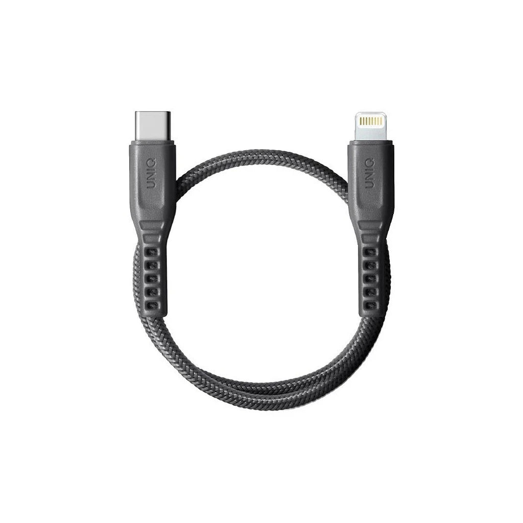 UNIQ Flex kábel USB-C-Lightning 18W nylon 30cm szénszürke - Lightning kábel a Domshop kínálatából