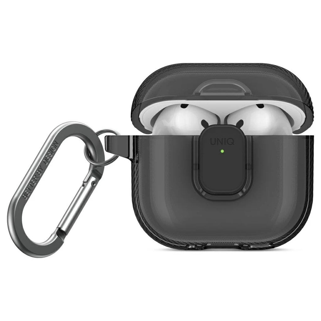 UNIQ Glase Pro Lock Case tok AirPods 4 készülékhez, füstszínű - AirPods 4 tok a Domshop kínálatából