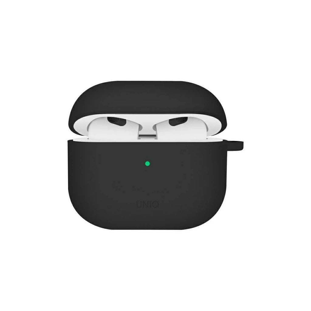 UNIQ tok Nexo AirPods 4 készülékhez + silikon fülhorgok fekete - AirPods 4 tok a Domshop kínálatából