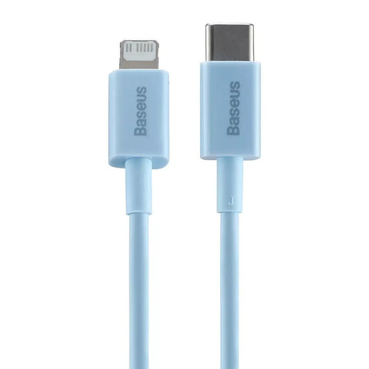 USB Type-C töltő- és adatkábel, Lightning, 100 cm, 20W, törésgátlóval, gyorstöltés, PD, Baseus Superior, CAYS001903, világoskék - Lightning kábel a Domshop kínálatából