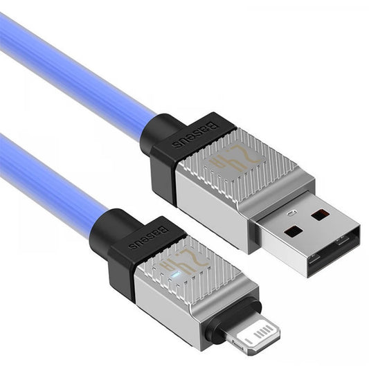 USB töltő- és adatkábel, Lightning, 100 cm, 2400 mA, törésgátlóval, gyorstöltés, Baseus Coolplay, CAKW000403, kék - Lightning kábel a Domshop kínálatából