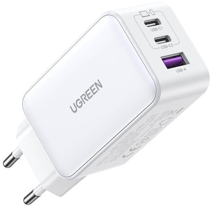 Ugreen Nexode CD244 2xUSB-C-USB-A hálózati töltő, GaN, 65W, fehér - Adapter a Domshop kínálatából