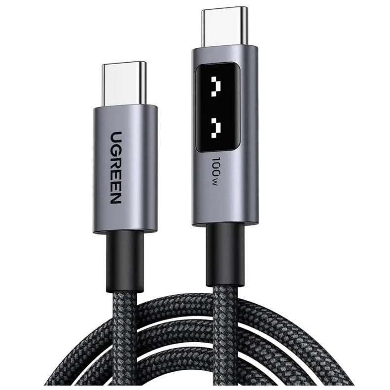 Ugreen Uno L509 USB-C-USB-C töltő- és adatkábel, fonott, 5A, PD, 100W, 1m, szürke - USB-C kábel a Domshop kínálatából