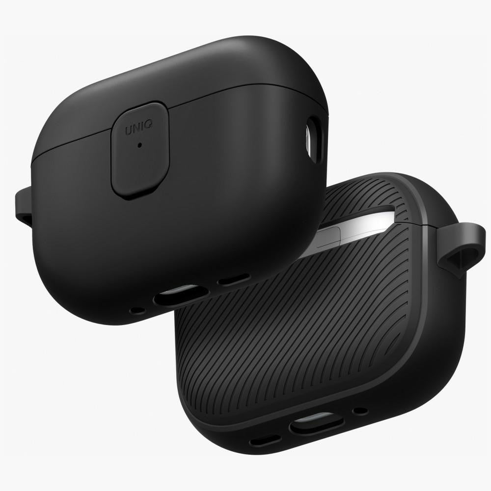 Uniq Clyde Apple AirPods Pro 3 tok karabinerrel, fekete-szürke - AirPods Pro 3 tok a Domshop kínálatából