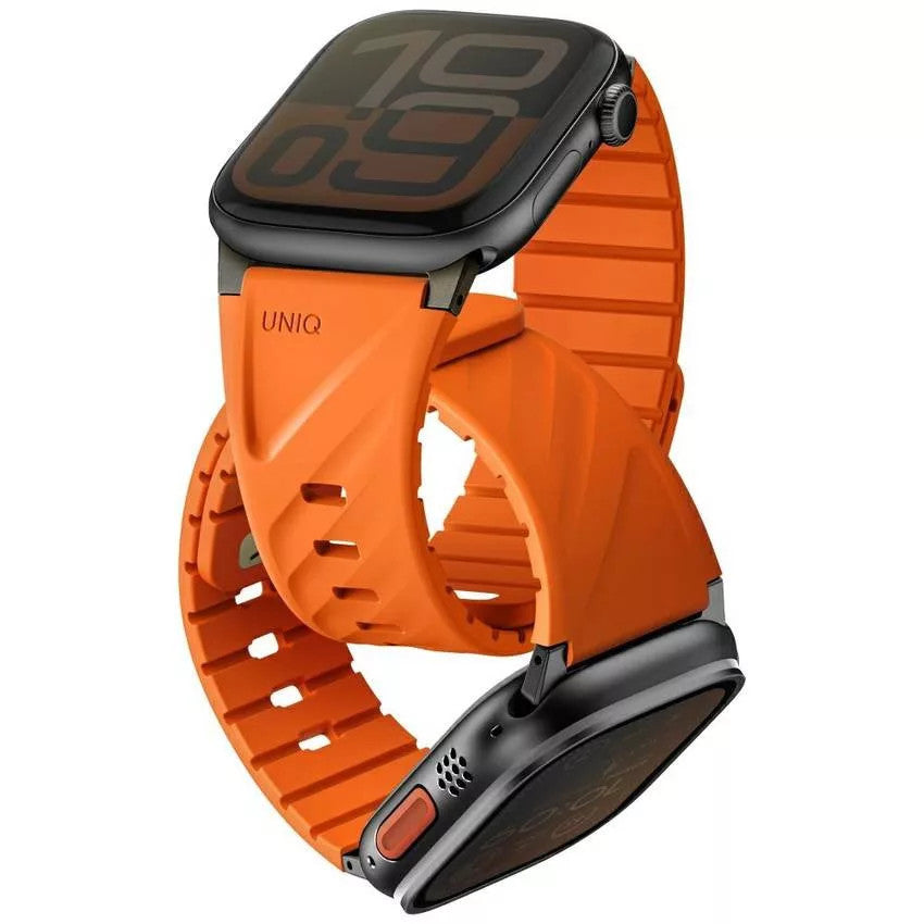 Uniq Fluo Apple Watch 40/41/42/44/45/46/49mm mágneses szíj, narancs - Apple Watch Szilikon Szíjak a Domshop kínálatából