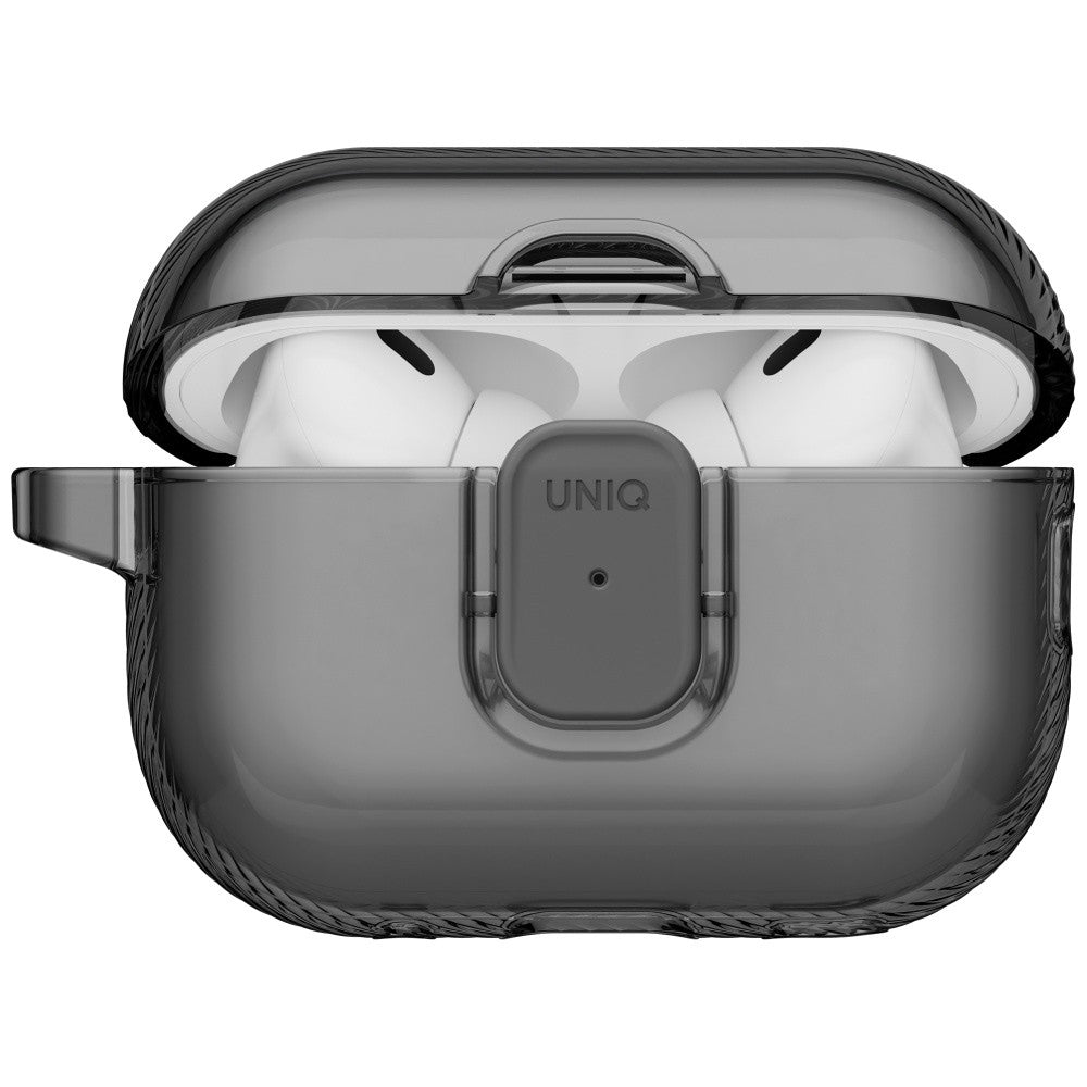 Uniq Glase Pro Apple AirPods Pro 3 tok karabinerrel, szürke - AirPods Pro 3 tok a Domshop kínálatából