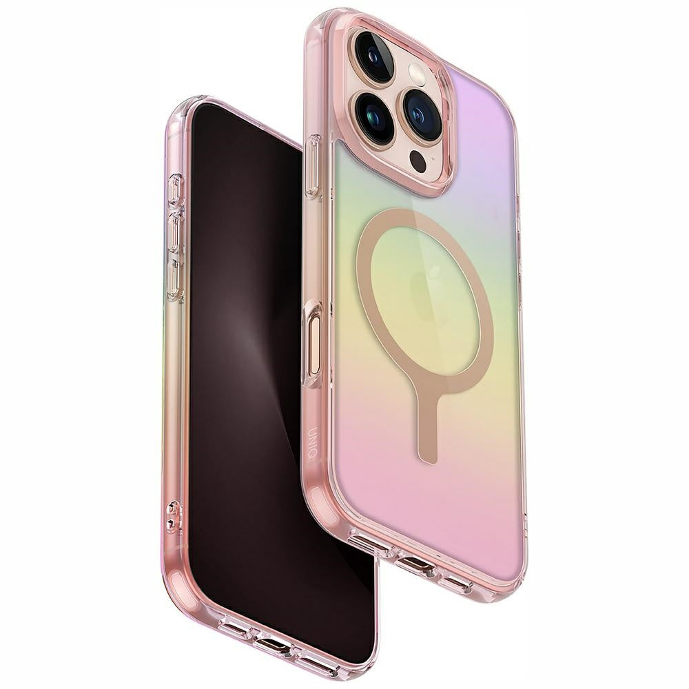 Uniq Hybrid Iridescia iPhone 16 Pro Magsafe tok, színes-rózsaszín (prism) - iPhone 16 Pro tok a Domshop kínálatából