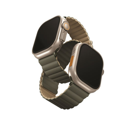 Uniq Revix mágneses szilikon szíj Apple Watch 42/44/45/49mm, kék/barna - Apple Watch Szilikon Szíjak a Domshop kínálatából