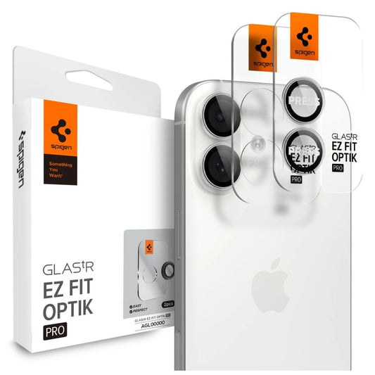 SPIGEN OPTIK PRO GLAS.TR “EZ FIT” kameravédő 2-csomag, iPhone 16 / 16 Plus / 17 készülékhez, ezüst