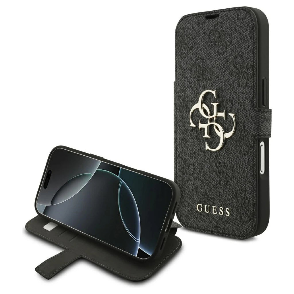 Guess Book 4G Metal Logo tok iPhone 17 Pro készülékhez fekete