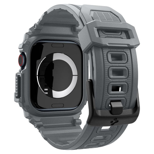 Apple Watch 10-11 (46 mm), Szilikon védőkeret, ütésálló, szíjjal, Spigen Rugged Armor Pro, sötétszürke -  Apple Watch Szilikon Szíjak a Domshop kínálatából
