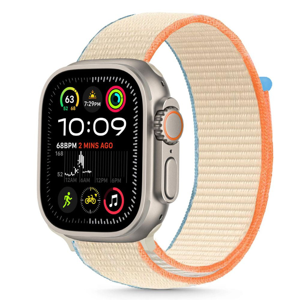 Apple Watch 4-6, SE, SE (2022), SE (2025) (38 / 40 mm) / Watch 7-9 (41 mm) / Watch 10-11 (42 mm), textíl pótszíj, nylon, állítható, légáteresztő, TP Nylon, krém -  Apple Watch Szövet Szíjak a Domshop kínálatából