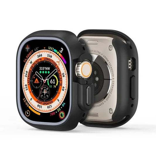 Apple Watch 7-9 (41 mm), Műanyag + szilikon védőkeret, szíj nélkül, közepesen ütésálló, Dux Ducis Bamo, sötétszürke -  Apple Watch Tokok a Domshop kínálatából