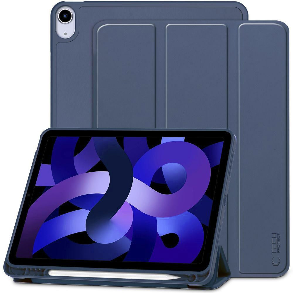Apple iPad Air (2020 / 2022) / iPad Air 11 (2024 / 2025), mappa tok, közepesen ütésálló, érintőceruza tartó, érintőceruza nélkül, Smart Case, TP SC Pen Holder, sötétkék -  iPad Air 10.9" (2020/2022) és 11" (2024/2025) tok a Domshop kínálatából