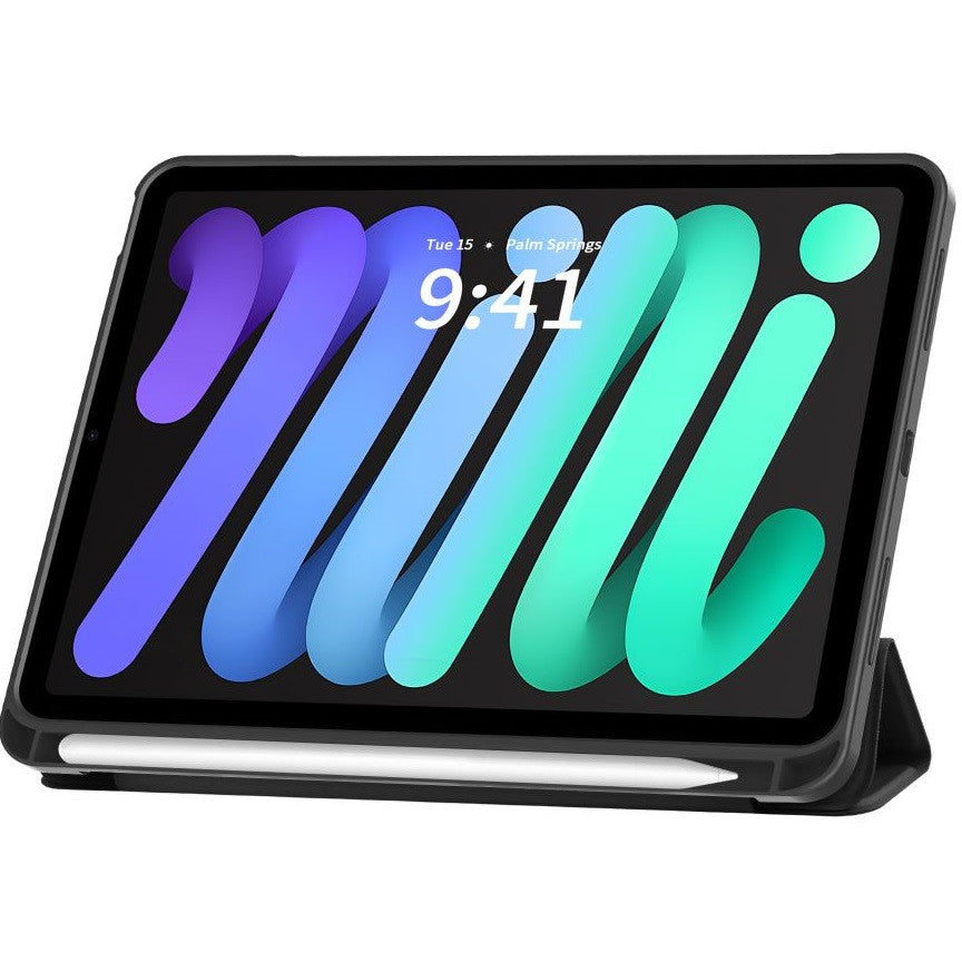Apple iPad Mini (2021 / 2024) (8.3), mappa tok, közepesen ütésálló, érintőceruza tartó, érintőceruza nélkül, Smart Case, TP SC Pen Holder, fekete -  iPad Mini 6 (2021) és iPad Mini 7 (2024) tok a Domshop kínálatából