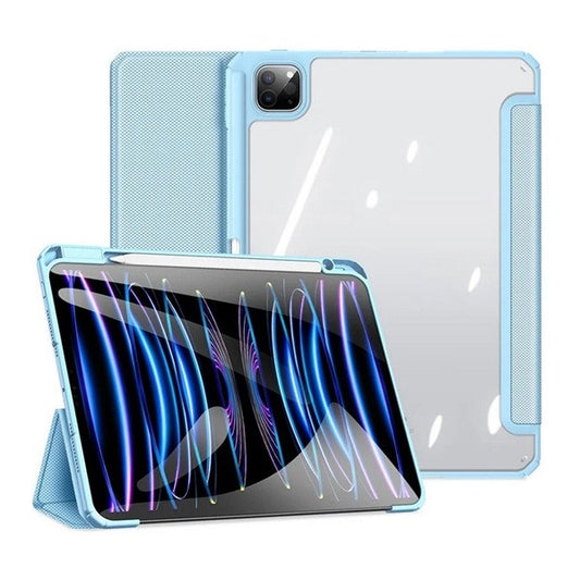 Apple iPad Pro 11 (2024), mappa tok, Smart Case, légpárnás sarok, közepesen ütésálló, érintőceruza tartó, átlátszó hátlap, Dux Ducis Toby, kék -  iPad Pro 11" (2024) tok a Domshop kínálatából