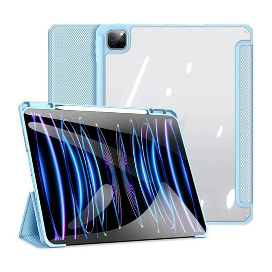 Apple iPad Pro 13 (2024), mappa tok, Smart Case, légpárnás sarok, közepesen ütésálló, érintőceruza tartó, átlátszó hátlap, Dux Ducis Toby, kék -  iPad Pro 13" (2024) tok a Domshop kínálatából