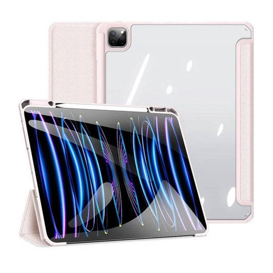 Apple iPad Pro 13 (2024), mappa tok, Smart Case, légpárnás sarok, közepesen ütésálló, érintőceruza tartó, átlátszó hátlap, Dux Ducis Toby, rózsaszín -  iPad Pro 13" (2024) tok a Domshop kínálatából