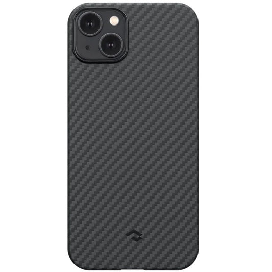 Apple iPhone 14 Plus, Műanyag hátlap védőtok, közepesen ütésálló, 1500D aramidszállal, Magsafe töltővel kompatibilis, karbon minta, Pitaka MagEz Case 3, fekete/szürke -  iPhone 14 Plus tok a Domshop kínálatából