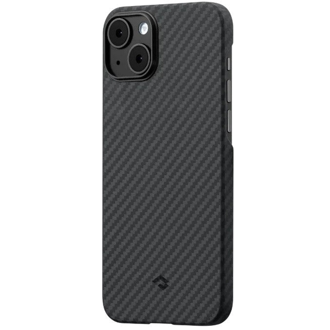 Apple iPhone 14 Plus, Műanyag hátlap védőtok, közepesen ütésálló, 1500D aramidszállal, Magsafe töltővel kompatibilis, karbon minta, Pitaka MagEz Case 3, fekete/szürke -  iPhone 14 Plus tok a Domshop kínálatából