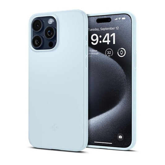 Apple iPhone 15 Pro Max, Műanyag hátlap védőtok, Spigen Thin Fit, világoskék -  iPhone 15 Pro Max tok a Domshop kínálatából