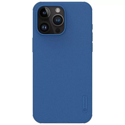 Apple iPhone 15 Pro Max, Műanyag hátlap védőtok, szilikon keret, légpárnás sarok, Magsafe töltővel kompatibilis, Nillkin Super Frosted Pro Magnetic, sötétkék -  iPhone 15 Pro Max tok a Domshop kínálatából