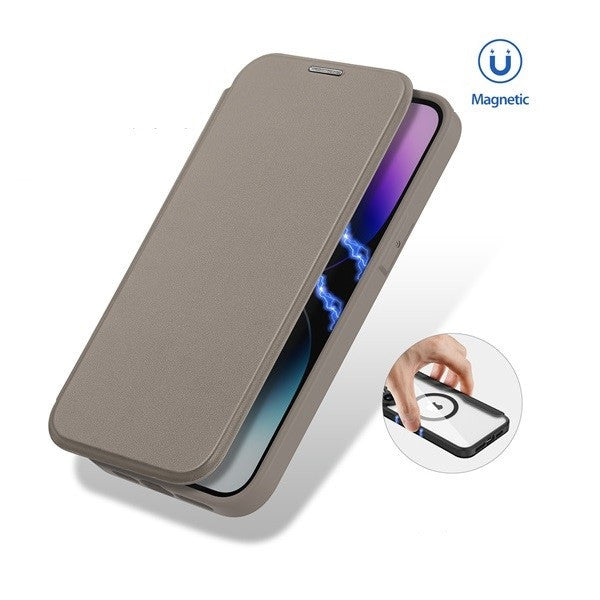 Apple iPhone 15 Pro, Oldalra nyíló tok, stand, közepesen ütésálló, Magsafe kompatibilis, Dux Ducis Skin Pro Magsafe, lila -  iPhone 15 Pro tok a Domshop kínálatából