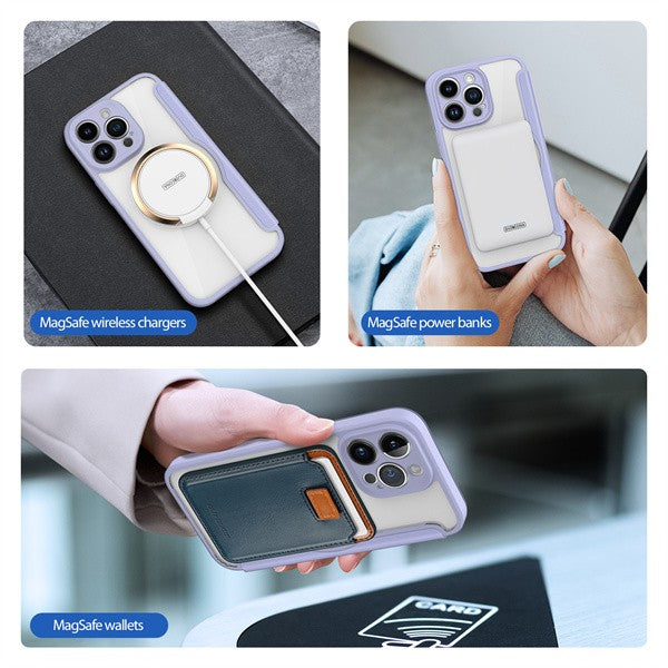 Apple iPhone 15 Pro, Oldalra nyíló tok, stand, közepesen ütésálló, Magsafe kompatibilis, Dux Ducis Skin Pro Magsafe, lila -  iPhone 15 Pro tok a Domshop kínálatából