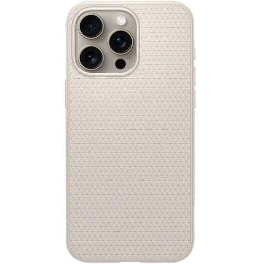 Apple iPhone 15 Pro, Szilikon tok, Spigen Liquid Air, háromszög minta, bézs -  iPhone 15 Pro tok a Domshop kínálatából