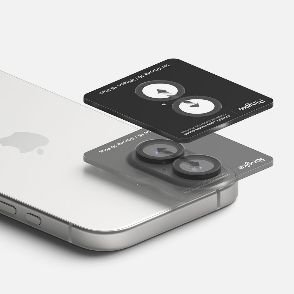 Apple iPhone 16 / 16 Plus, Kamera lencsevédő fólia, ütésálló fólia, Tempered Glass (edzett üveg), alumínium keret, Ringke Camera Frame Protector, fekete -   a Domshop kínálatából