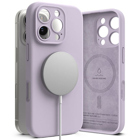Apple iPhone 16 Pro Max, Szilikon tok, mikrofiber belső, közepesen ütésálló, Magsafe kompatibilis, Ringke Silicone Magnetic, lila -  iPhone 16 Pro Max tok a Domshop kínálatából