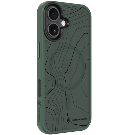 Apple iPhone 17, Műanyag hátlap védőtok + szilikon keret, közepesen ütésálló, Magsafe kompatibilis, térkép minta, Tactical MagForce Hyperstealth Sika, áttetsző/zöld -  iPhone 17 tok a Domshop kínálatából