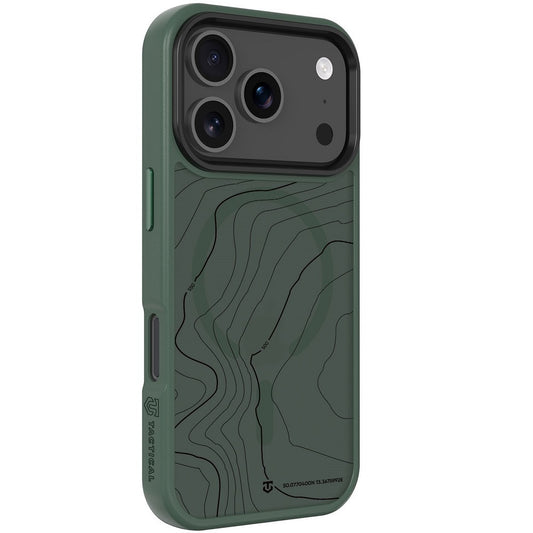 Apple iPhone 17 Pro, Műanyag hátlap védőtok + szilikon keret, közepesen ütésálló, Magsafe kompatibilis, térkép minta, Tactical MagForce Hyperstealth Sika, áttetsző/zöld -  iPhone 17 Pro tok a Domshop kínálatából