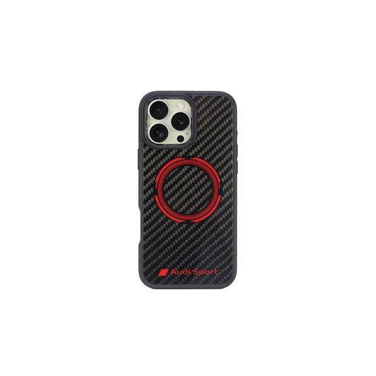 Audi Carbon Fiber Sport Red CircleMagSafe iPhone 16 Pro Max készülékhez kemény tok 6.9" fekete AUS-TPUPCMIP1 -  iPhone 16 Pro Max tok a Domshop kínálatából