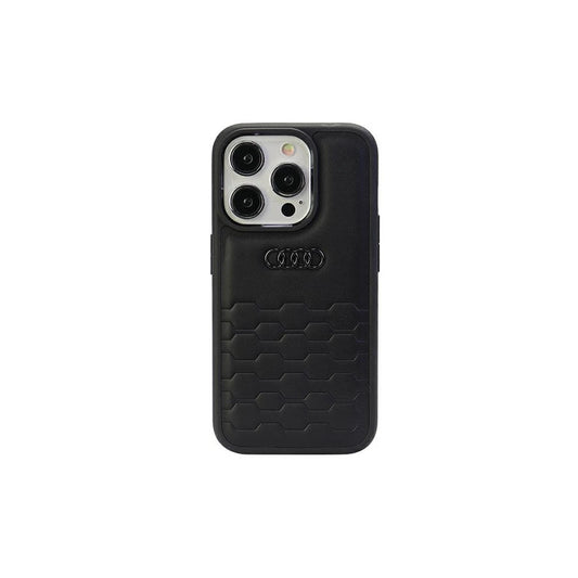 Audi GT Synthetic Leather iPhone 15 Pro 6.1" készülékhez kemény tok fekete AU-TPUPCIP15P-GT/D2-BK -  iPhone 15 Pro tok a Domshop kínálatából