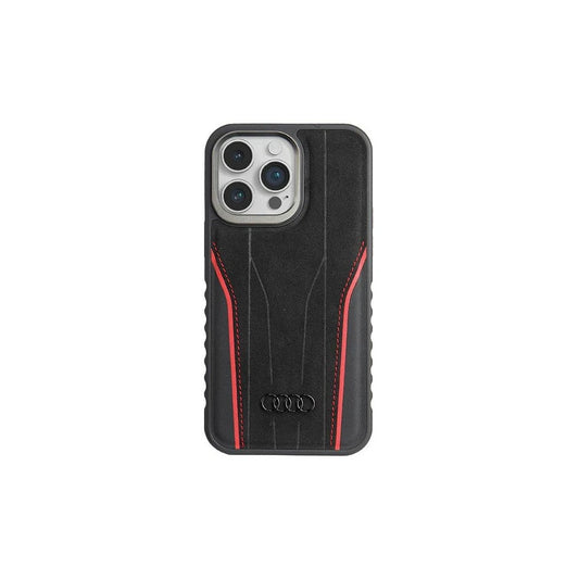 Audi Genuine Leather MagSafe iPhone 14 Pro Max 6.7" készülékhez kemény tok fekete-piros AU-TPUPCMIP14P -  iPhone 14 Pro Max tok a Domshop kínálatából