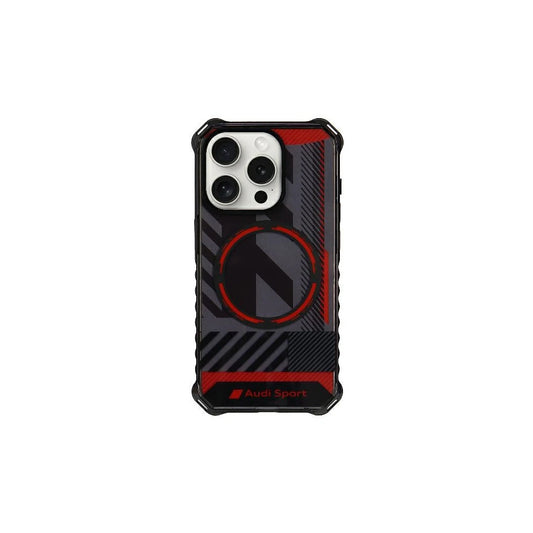 Audi IML Sport MagSafe kemény tok iPhone 15 Pro 6.1 készülékhez fekete AU-IMLMIP15P-RSQ/D2-BK -  iPhone 15 Pro tok a Domshop kínálatából