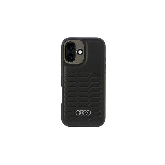 Audi Szintetikus Bőr MagSafe iPhone 16 6.1" készülékhez kemény tok fekete AU-TPUPCMIP16-GT/D3-BK -  iPhone 16 tok a Domshop kínálatából