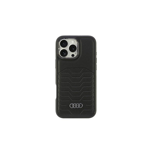 Audi szintetikus bőr MagSafe kemény tok iPhone 16 Pro Max 6,9" készülékhez, fekete AU-TPUPCMIP16PM-GT/D3-BK -  iPhone 16 Pro Max tok a Domshop kínálatából