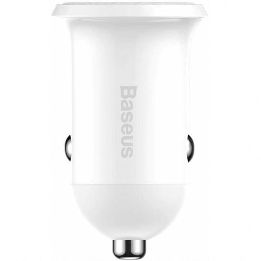 Autós töltő, Szivargyújtós töltő, 24W, 2 x USB aljzat, gyorstöltés, Baseus Grain Pro CCALLP-02, fehér -  Autós töltő a Domshop kínálatából