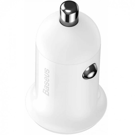 Autós töltő, Szivargyújtós töltő, 24W, 2 x USB aljzat, gyorstöltés, Baseus Grain Pro CCALLP-02, fehér -  Autós töltő a Domshop kínálatából
