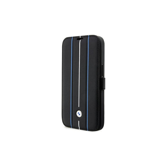 BMW BMBKP14L22RVSK tok iPhone 14 Pro 6.1 készülékhez bookcase Leather Stamp Blue Lines fekete -  iPhone 14 Pro tok a Domshop kínálatából