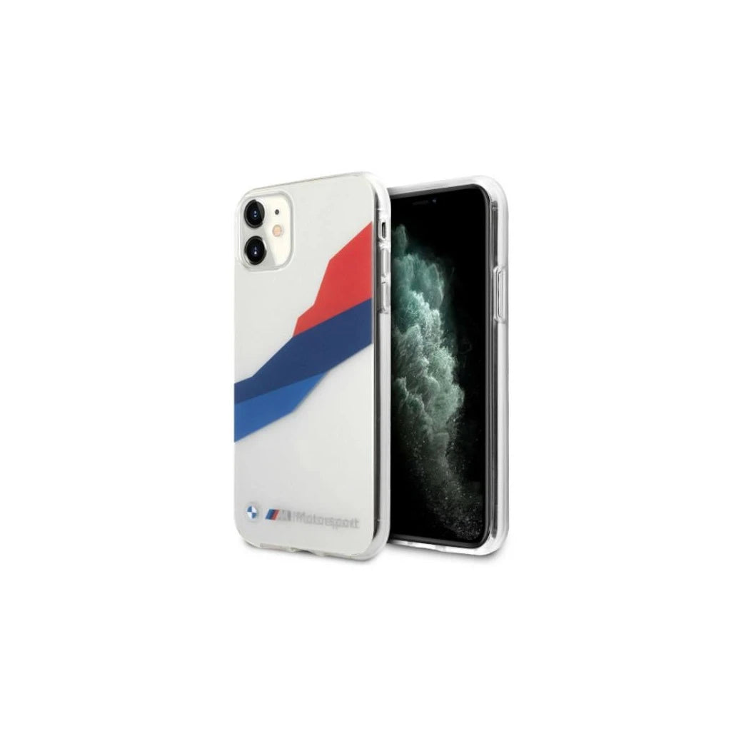 BMW BMHCN61SKTGT iPhone 11 / Xr készülékhez 6.1" Motorsport merev tok, áttetsző, háromszínű -  iPhone 12 Pro Max tok a Domshop kínálatából