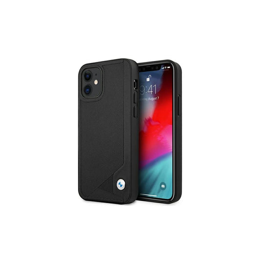 BMW BMHCP12SRCDPK iPhone 12 mini 5,4 készülékhez kemény tok Leather Deboss fekete -  iPhone 12 Mini tok a Domshop kínálatából