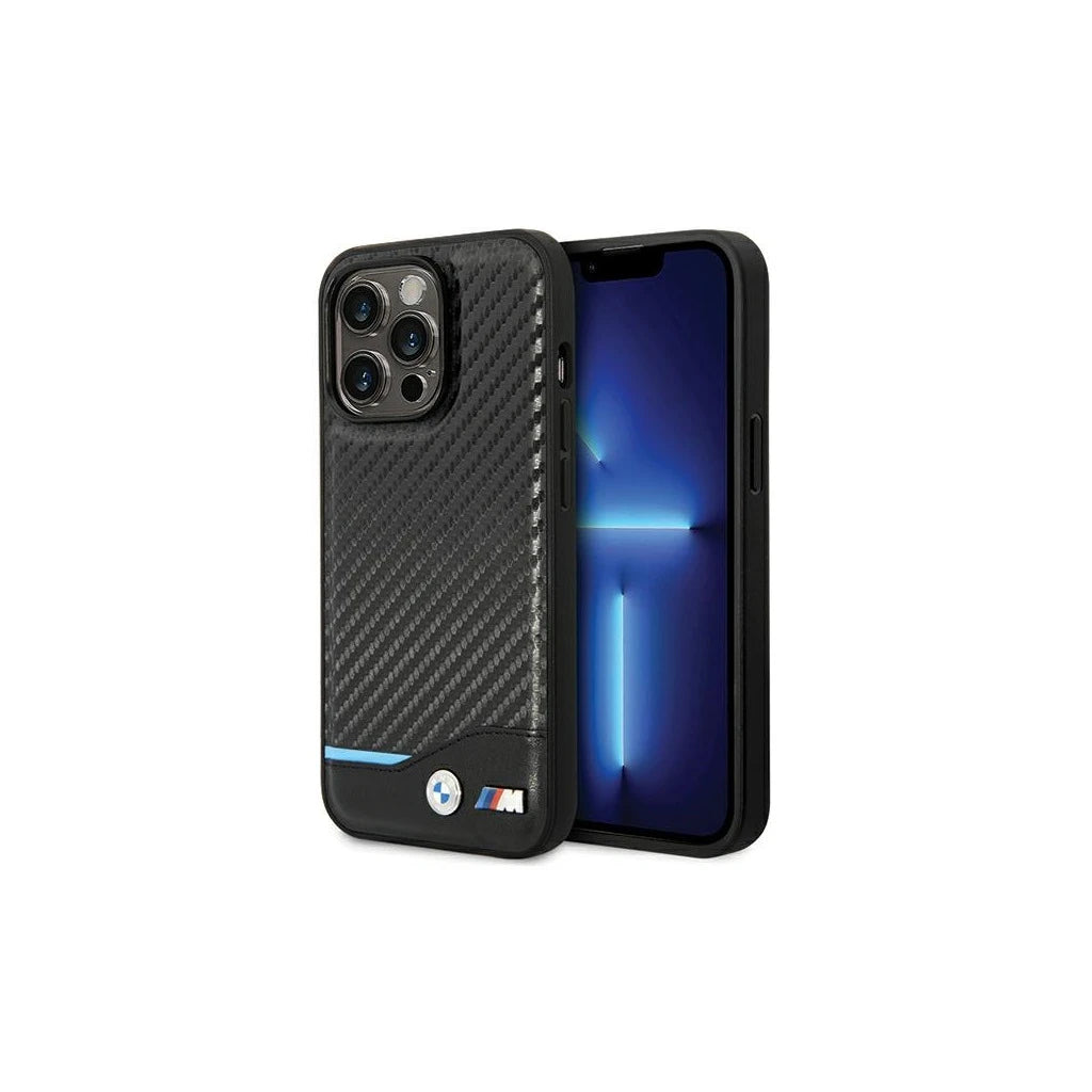 BMW BMHCP13X22NBCK iPhone 13 Pro Max 6.7" készülékhez Leather Carbon kemény tok fekete -  iPhone 13 Pro Max tok a Domshop kínálatából