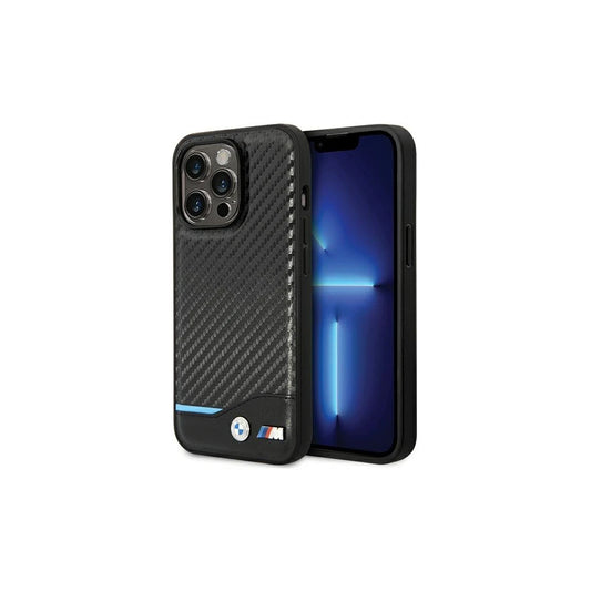 BMW BMHCP13X22NBCK iPhone 13 Pro Max 6.7" készülékhez Leather Carbon kemény tok fekete -  iPhone 13 Pro Max tok a Domshop kínálatából