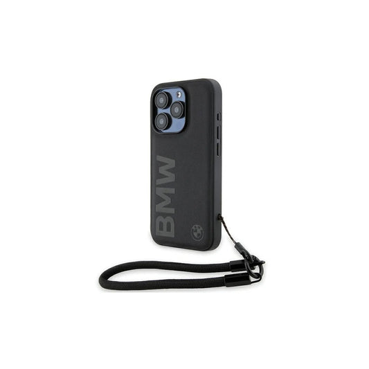 BMW BMHCP15L23RMRLK iPhone 15 Pro 6.1" készülékhez kemény tok Signature Leather Wordmark Cord fekete -  iPhone 15 Pro tok a Domshop kínálatából